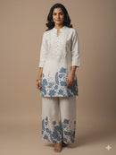 Indigo Floral Embroidered Kurta &amp; Palazzo Set