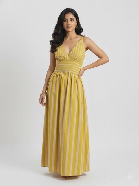 Musturd- White Stripe Dress