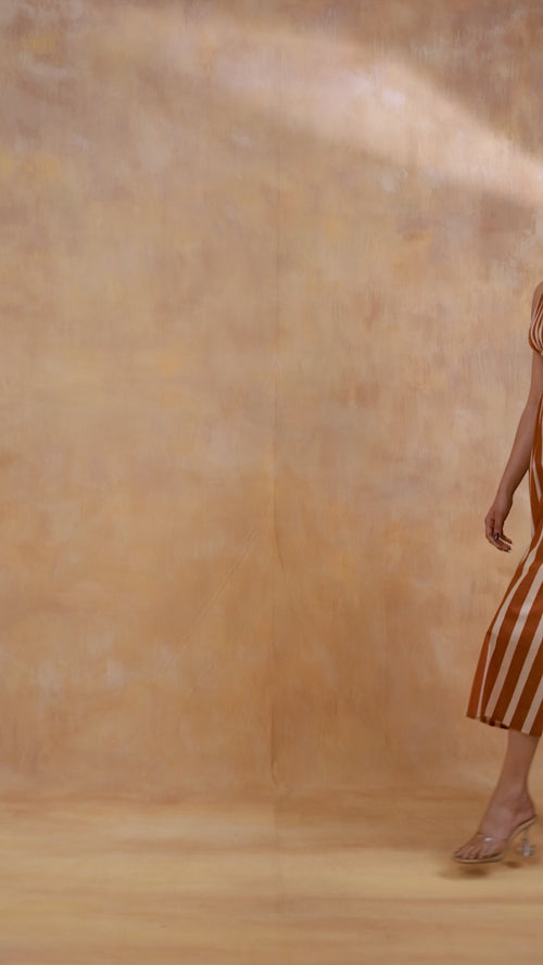 Brown Striped Maxi Dress